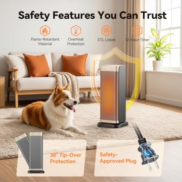 1500W Electric Space Heater with Remote Control and Timer