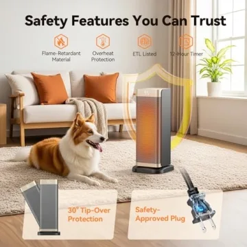 1500W Electric Space Heater with Remote Control and Timer