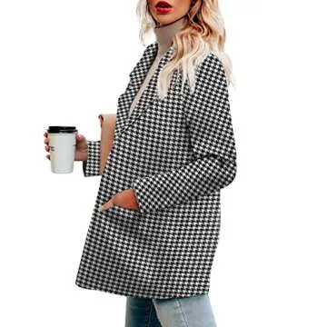 CRAZY GRID Womens Casual Blazer Long Sleeve Business Suit Jacket Open Front Button Work Office Blazer Jacket Fashion Dressy Plus Size Ladies Blazer Blackish Green 3X-Large
