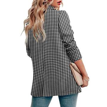CRAZY GRID Womens Casual Blazer Long Sleeve Business Suit Jacket Open Front Button Work Office Blazer Jacket Fashion Dressy Plus Size Ladies Blazer Blackish Green 3X-Large