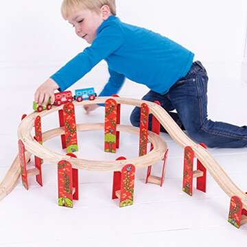 Bigjigs Rail, High Level Train Track Expansion Pack, Wooden Toys, Bigjigs Train Accessories, Wooden Train Track, Train Toys, Wooden Toys for 3 4 5 Year Olds