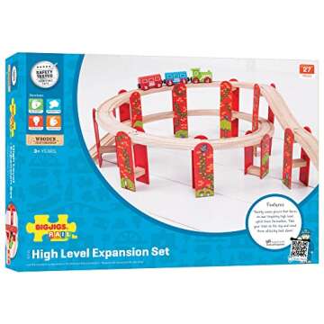 Bigjigs Rail, High Level Train Track Expansion Pack, Wooden Toys, Bigjigs Train Accessories, Wooden Train Track, Train Toys, Wooden Toys for 3 4 5 Year Olds