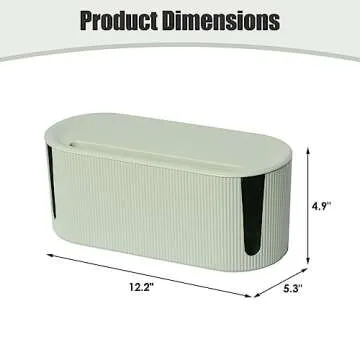 Small Cable Management Box, 12.2"X5.3"X4.9", Power Cord Storage Box, Box Cord Hider, Cable Organizer Box, Cord Box for Wires on Floor, Cord Organizer Box, Cord Box with Lid (Green)