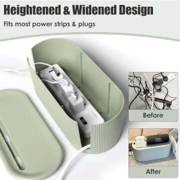 Small Cable Management Box, 12.2"X5.3"X4.9", Power Cord Storage Box, Box Cord Hider, Cable Organizer Box, Cord Box for Wires on Floor, Cord Organizer Box, Cord Box with Lid (Green)