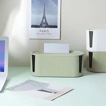 Small Cable Management Box, 12.2"X5.3"X4.9", Power Cord Storage Box, Box Cord Hider, Cable Organizer Box, Cord Box for Wires on Floor, Cord Organizer Box, Cord Box with Lid (Green)