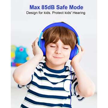 ELECDER Kids Headphones, S8 Wired Headphones for Kids with Microphone for Boys Girls, Adjustable 85dB/94dB Volume Limited (Navy/Blue)