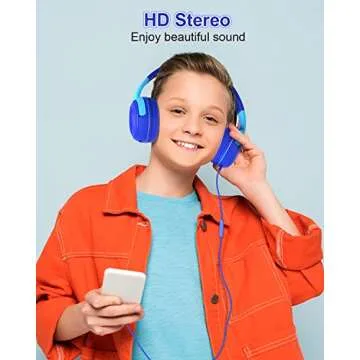 ELECDER Kids Headphones, S8 Wired Headphones for Kids with Microphone for Boys Girls, Adjustable 85dB/94dB Volume Limited (Navy/Blue)