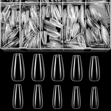 BTArtbox Clear Coffin Nails - 10 Sizes, 500 Pcs, Stylish Tips