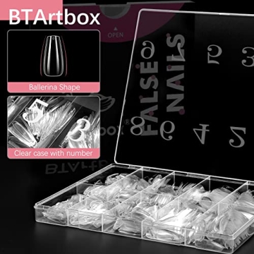 BTArtbox Clear Coffin Nails - 10 Sizes, 500 Pcs, Stylish Tips