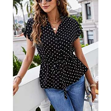 Stylish Womens Button Down Peplum Blouse for Summer
