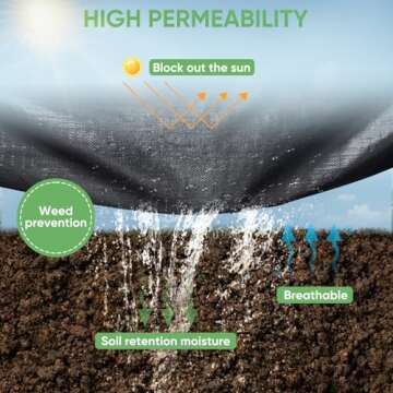 TICONN 3Ft x 50Ft Heavy Duty Weed Barrier Landscape Fabric for Gardening