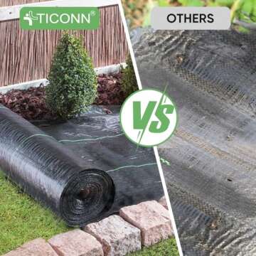 TICONN Heavy Duty Weed Barrier Fabric for Landscaping
