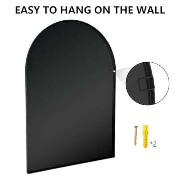 NXHOME Arched Window Finished Metal Mirror, Wall Mirror Windowpane Decoration for Living Room