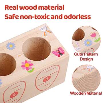 NAODONGLI Montessori Wooden Toys Carrot Harvest Game Preschool Educational Learning Fine Motor Skills Shape Size Matching Toys Birthday Easter Basket Stuffers Gift for Toddlers Ages 1-3