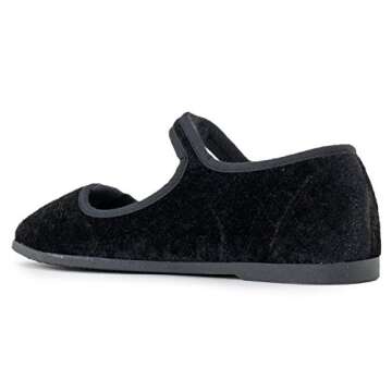 RF ROOM OF FASHION Black Velvet Mary Jane Ballet Flats