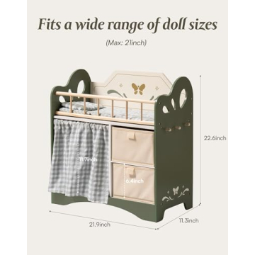 ROBOTIME Baby Doll Crib - Wooden Doll Bed with Storage
