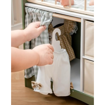 ROBOTIME Baby Doll Crib - Wooden Doll Bed with Storage