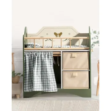 ROBOTIME Baby Doll Crib - Wooden Doll Bed with Storage