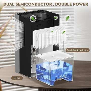 Dehumidifier, ToLife Dehumidifiers for Bedroom, 95 OZ Water Tank, (950 sq.ft) Quiet Small Dehumidifiers for Basement Home Bathroom with Auto Shut Off, 7 Colors LED Light, Silver