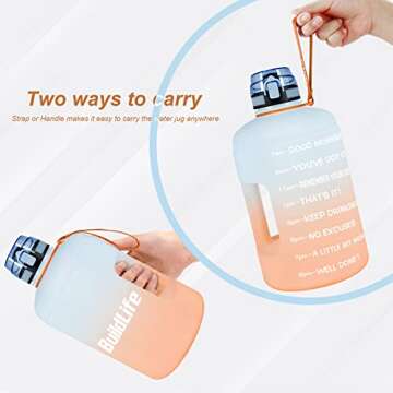 BuildLife 128 oz BPA Free Water Bottle with Drink Reminder