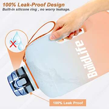 BuildLife 128 oz BPA Free Water Bottle with Drink Reminder