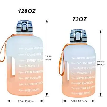 BuildLife 128 oz BPA Free Water Bottle with Drink Reminder