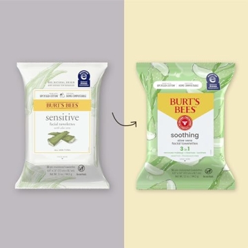 Burt's Bees Aloe Vera Face Wipes, 3-Pack for Sensitive Skin