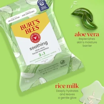 Burt's Bees Aloe Vera Face Wipes, 3-Pack for Sensitive Skin