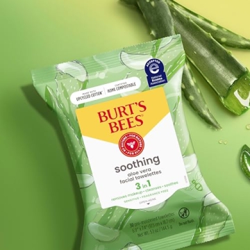 Burt's Bees Aloe Vera Face Wipes, 3-Pack for Sensitive Skin