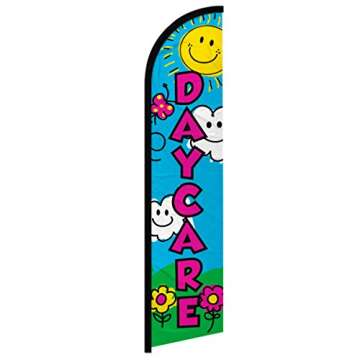 Infinity Republic - Daycare Windless Full Sleeve Banner Swooper Flag - Perfect for Daycares, Schools, Gyms, Child Care etc!