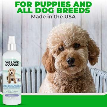 We Love Doodles Dog Detangler Spray - Leave-in Conditioner for Dogs - Dog Detangling Spray - Dematting Spray for Dogs - Tangle Remover - Made in The USA (Lavender)