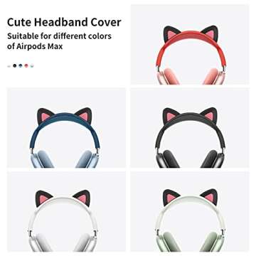 WQNIDE Headband Cover for AirPods Max, Cute cat Ears Design Soft Silicone Headphone Headband Protect...