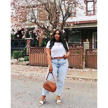 Earnda Womens Belts for Jeans Classic Oval Gold Buckle Faux Leather Waist Belt Dark Brown Medium