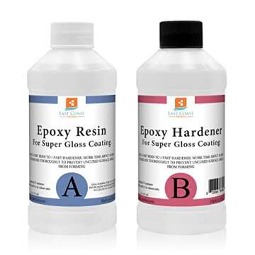 Epoxy Resin 32 Oz Kit | 1:1 Crystal Clear Resin and Hardener for Super Gloss Coating | for Bars, Tab...