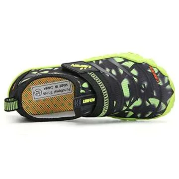 UBFEN Water Shoes for Kids Boys Girls Aqua Socks Barefoot Beach Sports Swim Pool Quick Dry Lightweight Toddler Little Big Kid A Green 12.5 Little Kid