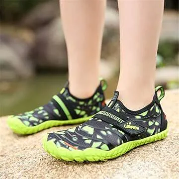 UBFEN Water Shoes for Kids Boys Girls Aqua Socks Barefoot Beach Sports Swim Pool Quick Dry Lightweight Toddler Little Big Kid A Green 12.5 Little Kid