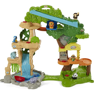 Fisher-Price Little People Toddler Toy Share & Care Safari 2-Ft Tall Playset with Lights Sounds & 7 ...