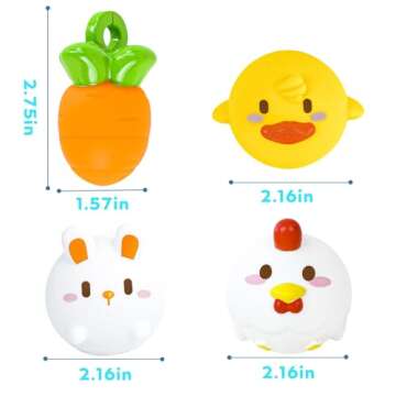 Easter Basket Stuffers - Easter Gifts for Kids - 4 Pack No Hole Animal Bath Toys - Baby First Easter Stuffer Gift Bath Tub Toy for Newborn Infant Toddler Kids Boys Girls Age 0+ Months