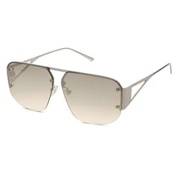 SOJOS Trendy Aviator Sunglasses Mens Womens Retro Metal Rimless Frame Shades Lentes De Sol Para Mujer SJ1192 Silver