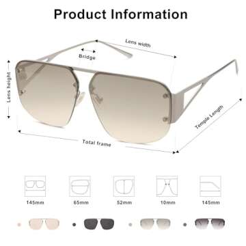 SOJOS Trendy Aviator Sunglasses Mens Womens Retro Metal Rimless Frame Shades Lentes De Sol Para Mujer SJ1192 Silver