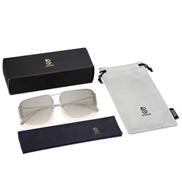 SOJOS Trendy Aviator Sunglasses Mens Womens Retro Metal Rimless Frame Shades Lentes De Sol Para Mujer SJ1192 Silver