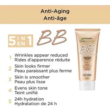 Garnier SkinActive BB Cream Anti-Aging Face Moisturizer, Light Medium, 2.5 Ounce