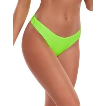RELLECIGA Women's Neon Green Cheeky Brazilian Cut Bikini Bottom Size Medium