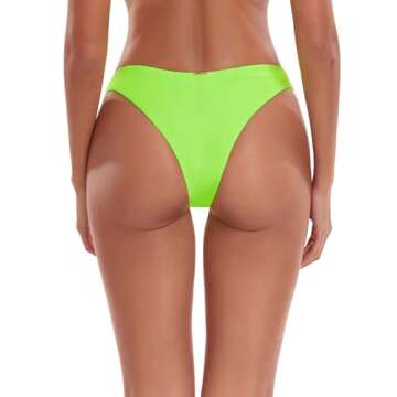 RELLECIGA Women's Neon Green Cheeky Brazilian Cut Bikini Bottom Size Medium