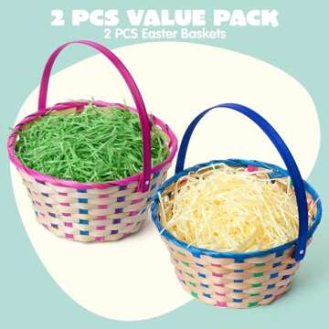 JOYIN 2 Pcs Easter Plaid Basket - Kids Egg Hunt Must-Have!