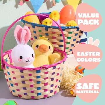 JOYIN Easter Plaid 2 Pcs Basket Set for Kids' Fun