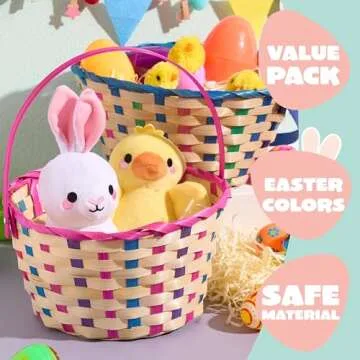 JOYIN Easter Plaid 2 Pcs Basket Set for Kids' Fun
