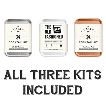 W&P Craft Cocktail Kit, Old Fashioned, Moscow Mule, Gin and Tonic, Portable Kit for Drinks on The Go, Carry On Cocktail Kit, Makes A Great Gift