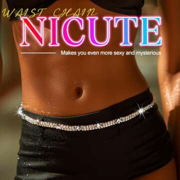 Nicute Rhinestone Waist Chain Crystal Layered Belly Chains Sparkly Summer Beach Bikini Sexy Body Jew...