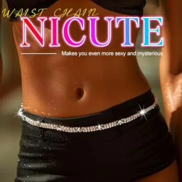 Nicute Rhinestone Waist Chain Crystal Layered Belly Chains Sparkly Summer Beach Bikini Sexy Body Jew...